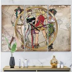 Design Art Squad Goals Oversized Fashion 3 Panels Wall Clock 38"