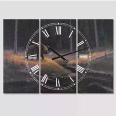 Design Art The Guardian Large Traditional 3 Panels Wall Clock 23"