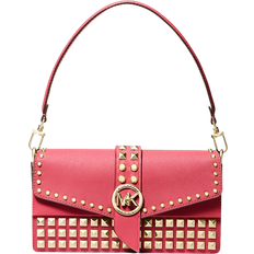 Red Studded Saffiano Leather Michael Kors Purse