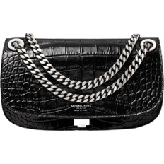 Michael Kors Christie Crocodile Embossed Leather Envelope Bag - Black
