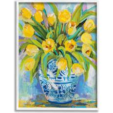 "Stupell Home Decor Yellow Tulips In Blue Painting, Brown, 16""X20" Wall Decor