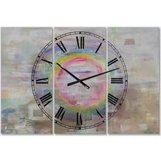 Design Art Rainbow Reflect Mood Oversized Cottage 3 Panels Wall Clock Wall Clock 38"