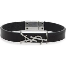 Saint Laurent Opyum YSL Leather Bracelet - Silver/Black
