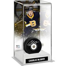 Fanatics Boston Bruins Charlie McAvoy Autographed Puck with Black Alternate Jersey Deluxe Tall Hockey Puck Display Case