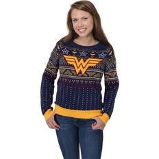 Blue - Christmas Sweaters - Women Wonder Woman Ugly Christmas Sweater Red/Orange/Blue