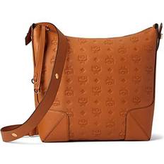 MCM Aren Hobo Embossed Monogram Leather Shoulder Bag - Roasted Pecan