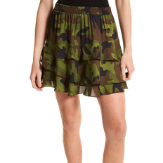 Michael Kors Camouflage Silk Georgette Ruffled Skirt