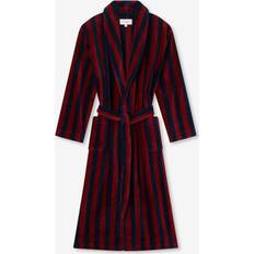 Dame - Røde Morgenkåper & Badekåper Derek Rose Aston Cotton Velour Towelling Bathrobe, Burgundy/Navy