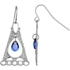 1928 Jewelry Triangle Drop Earrings - Silver/Blue