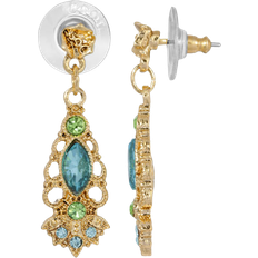 1928 Jewelry Drop Earrings - Gold/Blue/Green