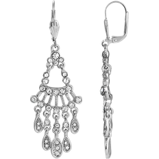 1928 Jewelry Chandelier Earrings - Silver/Transparent