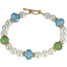 1928 Jewelry Simulated Beaded Bracelet - Gold/White/Green/Blue