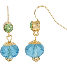1928 Jewelry Round Drop Earrings - Gold/Blue/Green