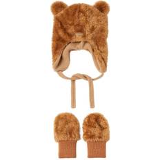 Name It Teddy Hat & Mittens Set
