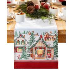 Red table runner Elrene Home Fashions Storybook Christmas Table Runner Tablecloth Red (33x177.8)