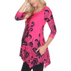 White Mark Womens Ganette Paisley Floral Tunic Maternity Top Fuchsia/Black