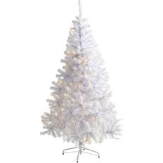 Nearly Natural 6ft Pre-Lit LED White Artificial Christmas Tree 72"