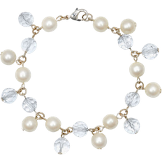 1928 Jewelry Beaded Bracelet - Silver/Pearl/Transparent