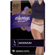 Always Discreet Boutique Incontinence and Postpartum Underwear for Women,  Maximum Protection, L, Rosy, 18 Count