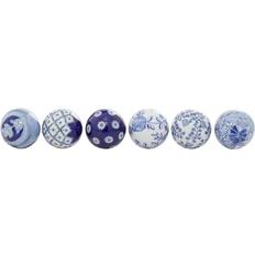 Vases Litton Lane 9th & Pike(R) Vintage Style Blue Ceramic Decorative Balls-Set of 6 Blue