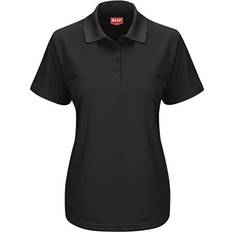 White - Women Polo Shirts Red Kap Women's Short Sleeve Performance Knit Pocketless Core Polo