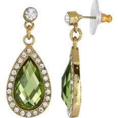 1928 Jewelry Pear Drop Earrings - Gold/Green/Transparent