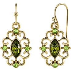 1928 Jewelry Round Drop Earrings - Gold/Green