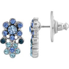 1928 Jewelry Flower Stud Earrings - Silver/Blue/Turquoise