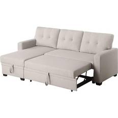 Devion Furniture Reversible Sectional Sleeper Beige Sofa 83" 3 Seater