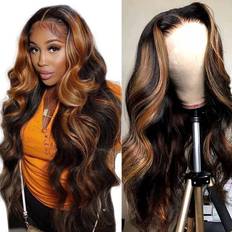 Colorful Bird Body Wave Lace Front Wig 24 inch Highlight Ombre