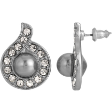1928 Jewelry Stud Earrings - Silver/Transparent