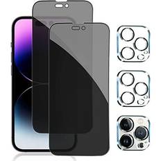  Ferilinso [3+3 Pack] for Apple iPhone 14 Pro Max Privacy Screen  Protector Tempered Glass Accessories 3 Pack 9H Anti Spy Privacy Screen For iPhone  14 Pro Max 3 Pack Camera Lens