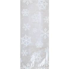 Amscan Christmas White Snowflake Small Cellophane Party Bags, 9-1/2" x 4" Pack Of 200 Bags