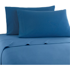 Blue - King Bed Sheets Micro Flannel Solid Bed Sheet White, Black, Red, Purple, Blue, Green, Gray, Beige (279.4x)