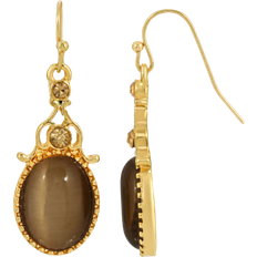 1928 Jewelry Oval Drop Earrings - Gold/Brown