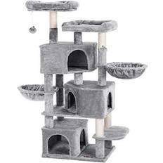 FEANDREA Cat Tree, Cat Tower, Widened Perch for Large Cats, Light