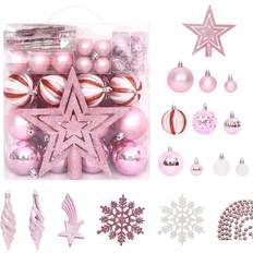 Rosa Juletrepynt vidaXL 65 Piece Christmas Bauble Set Pink/Red/White Juletrepynt