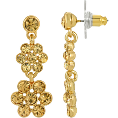 1928 Jewelry Abalone Flower Drop Earrings - Gold/Beige