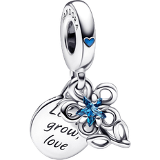 Pandora Blooming Flower Double Dangle Charm - Silver/Blue
