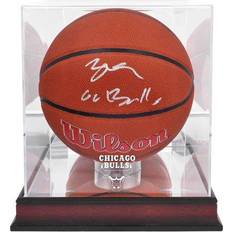 Fanatics Lonzo Ball Chicago Bulls Autographed Wilson Team Logo Basketball with Go Bulls Inscription & Mahogany Team Logo Display Case