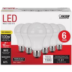 Non led light bulbs Feit Electric 100W A19 3000K Non-Dimmable LED Bulb 6pk