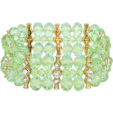 1928 Jewelry Stretch Bracelet - Gold/Green/Transparent