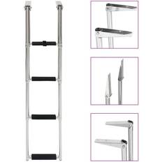 Boating vidaXL Folding Boarding Ladder 4-step Stainless Steel Silver