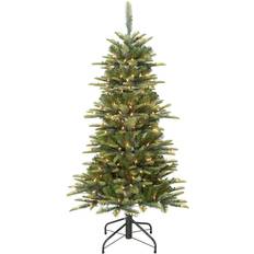 Artificial prelit slim christmas tree Puleo International Pre-Lit 4.5ft. Aspen Fir Green 54 Inch Christmas Tree