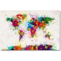 Trademark Fine Art Paint Splashes World Map Framed Art 47x30"