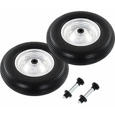 Trillebårer vidaXL 2x Wheelbarrow Wheels with Axles Solid PU 4.00-8 390mm Trolley Tyre
