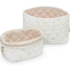 Hvite Oppbevaringskurver Cam Cam Copenhagen Quilted Storage Basket Set of Two OCS Poppies/Shell