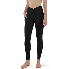 ODODOS Women's Cross Waist Flare Wide Leg Yoga Pants with Inner Pocket,  High Rise Bootleg Gym