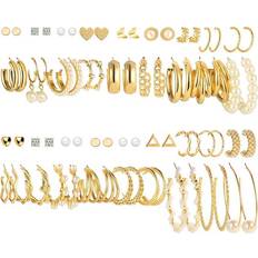 Gold Jewelry Sets Faxhion 36 Pairs Gold Pearl Earrings Set B0B5X82GQK