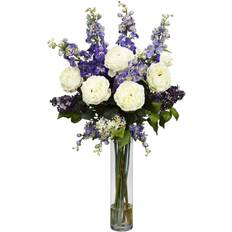 Nearly Natural Rose, Delphinium and Lilac Silk Flower Arrangement